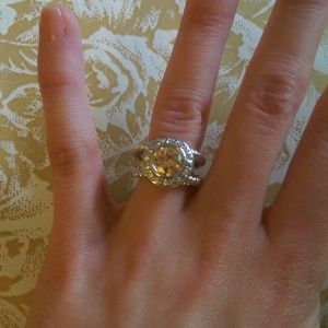 Sterling Silver Morganite Ring, size 6