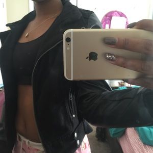 Black Leather and Wool Bomber Jacket