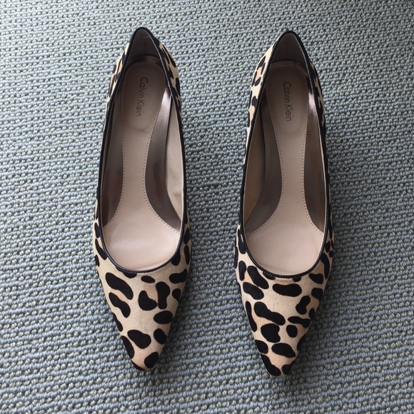Calvin Klein Leopard Print Kitten Heels