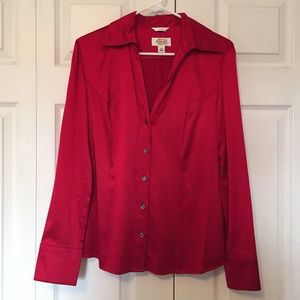 Talbots Silk Red Blouse