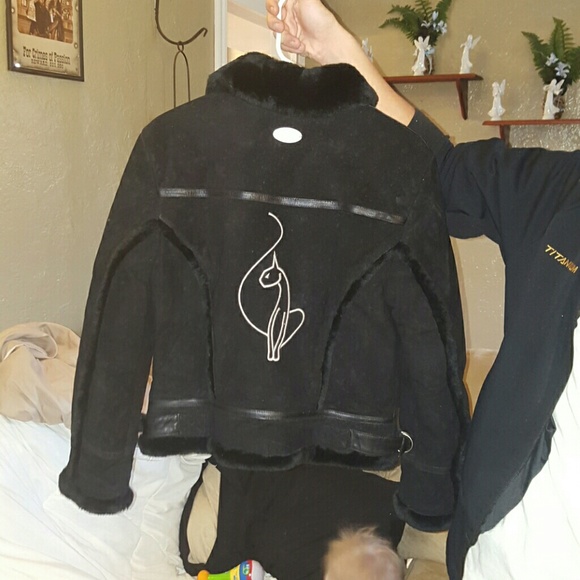 Baby phat black leather and suede filled with fur