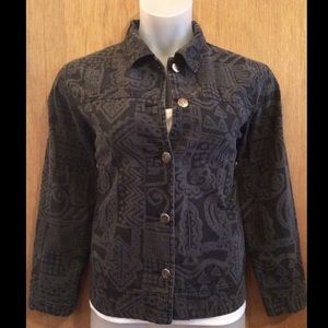 Chico's black & gray print jacket 16