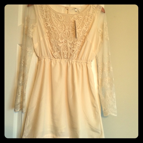 White cream dress with lace detail