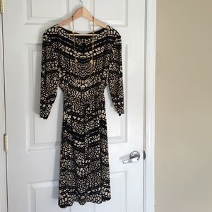 Flirty Tahari cinched waist print dress