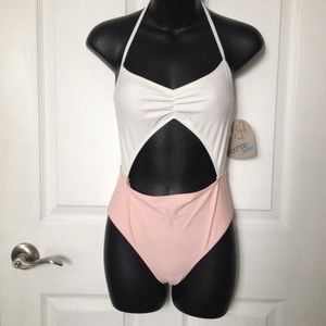 One piece swimsuit with cutout detail