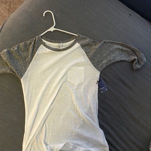 3/4 length baseball tee with grey sleeves
