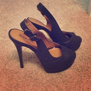 Michael Antonio Black Patent Slingback Peeptoe