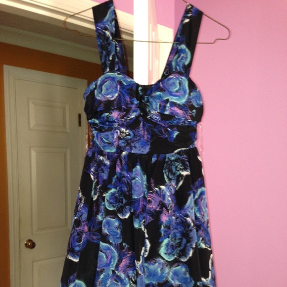 Black/blue/purple floral dress