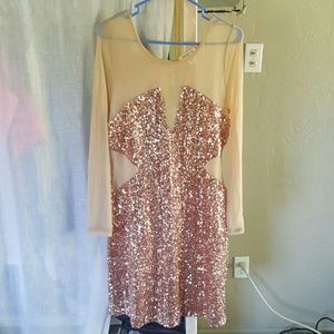 Rose gold sequin long sleeve dress