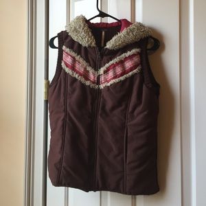 Free People Embellished Pink Brown Vest