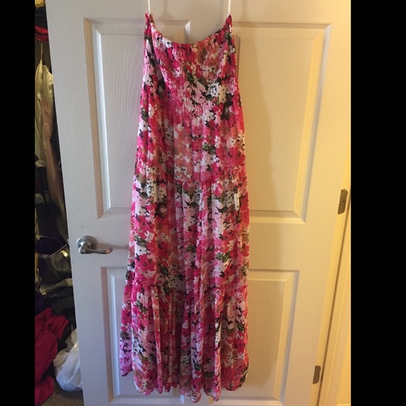 Floral, strapless maxi dress