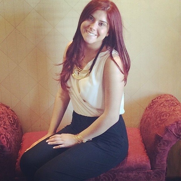 Forever 21. Beige and black formal jumpsuit.