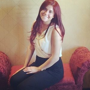 Forever 21. Beige and black formal jumpsuit.