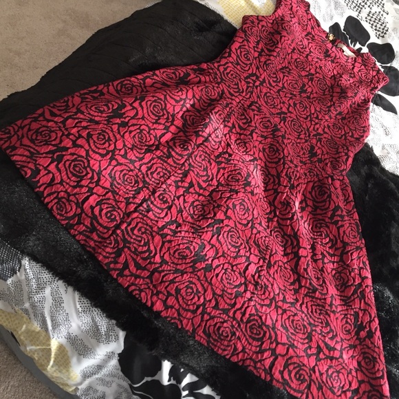 Red floral dress