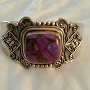 Sterling silver cuff bracelet.