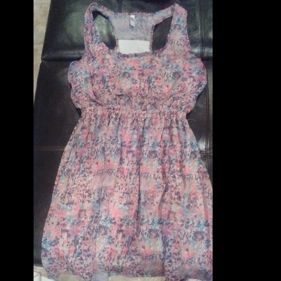 Hi low racer back floral print dress