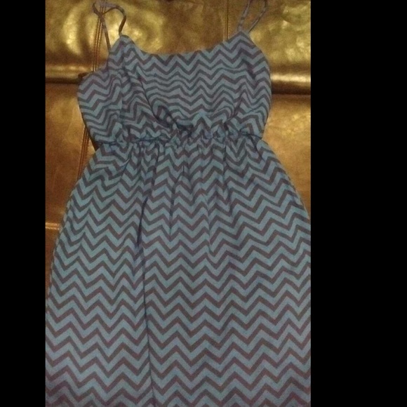 Skinny strap, elastic waist, tiny chevron dress