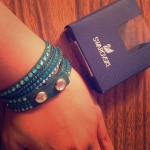 Turquoise Swarovski Leather wrap Bracelet