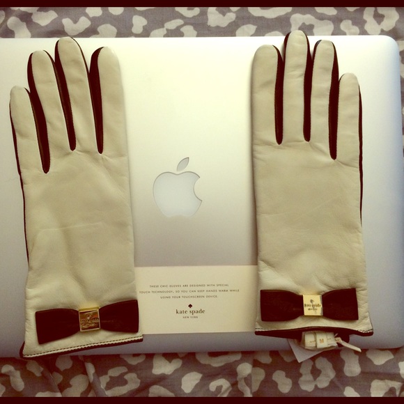 Kate Spade Leather Color Block Bow Glove - M