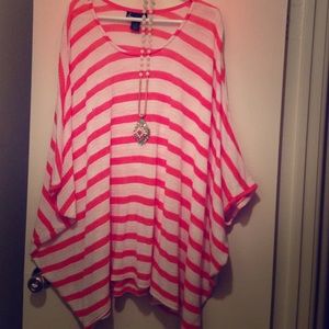 Coral and White Stripe Sweater