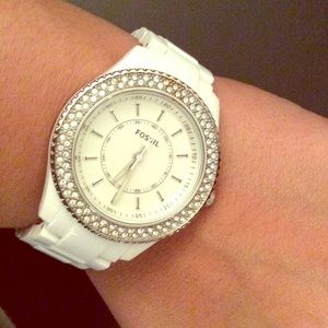 White Fossil Watch