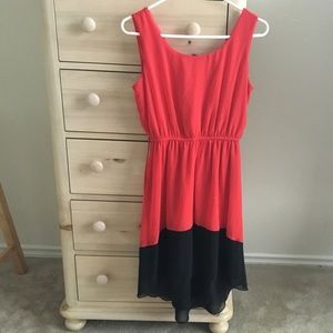 Coral and black dress
