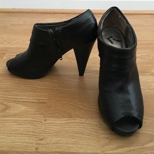Report leather open toe bootie