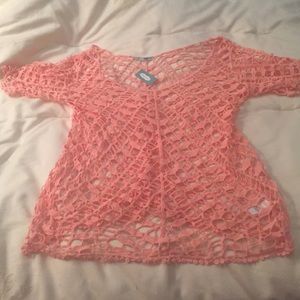 NWT open knit top with cold shoulder sleeves
