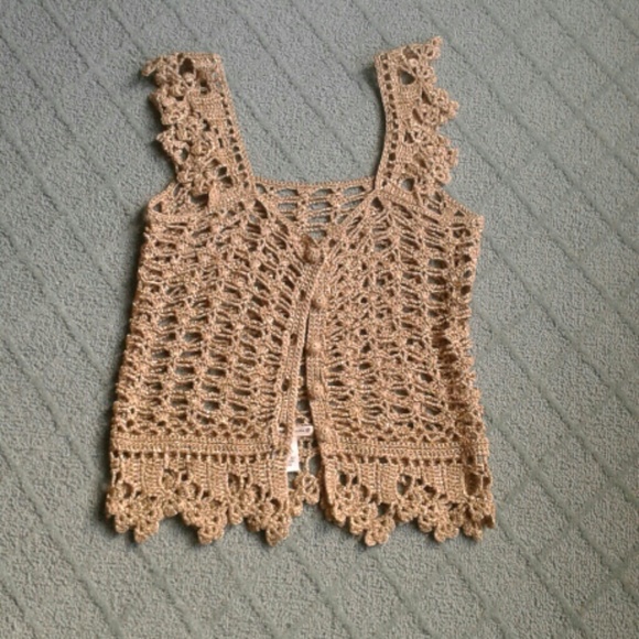 Nanette Lepore gold crochet vest