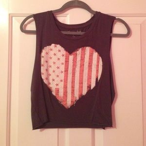 American Flag Heart Top