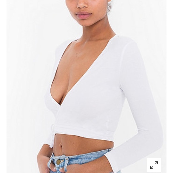 American Apparel white wrap crop top