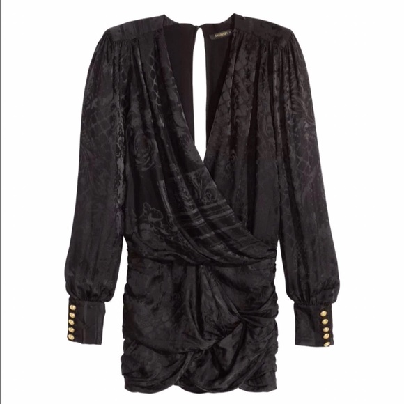 NWT Balmain X HM Black Silk Dress Size 2