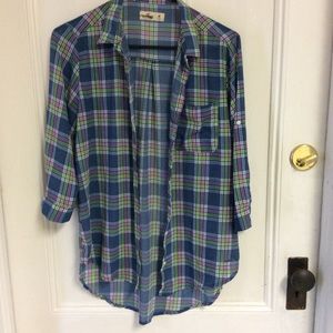 Hollister size medium chiffon plaid button up.
