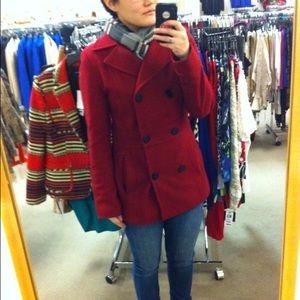 Kenneth Cole Reaction Wool Red Peacoat