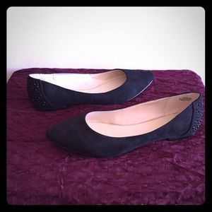 Black embellished flats