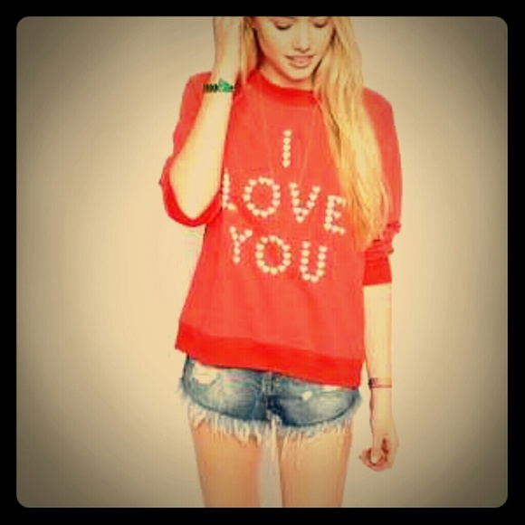 Wildfox "I LOVE YOU" Pullover Sweater EUC