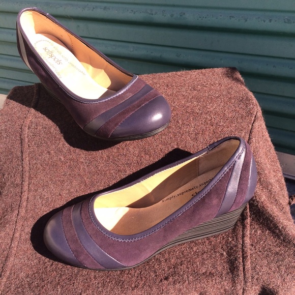 Softspots Purple Leather Comfort Wedge Heels