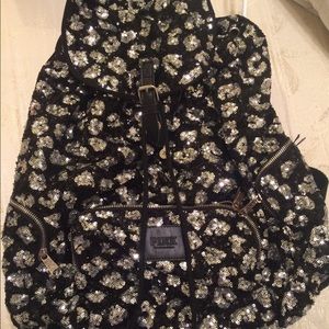 Victoria's Secret pink sequin leopard backpack