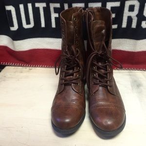 Brown combat boots worn once :)