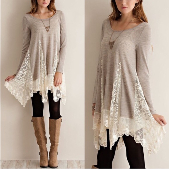 XX The FAITH lace tunic sweater - CHARCOAL - Picture 2 of 4