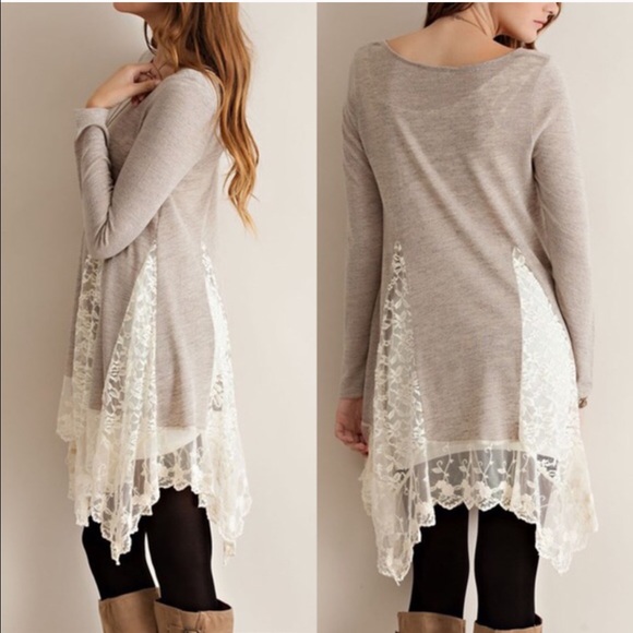 XX The FAITH lace tunic sweater - CHARCOAL - Picture 3 of 4