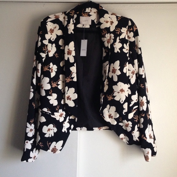 Black and white floral blazer