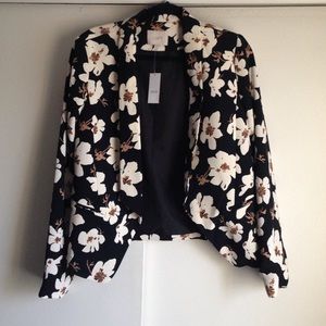 Black and white floral blazer