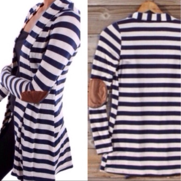 Elbow Patch Striped Cardigan - Picture 2 of 2