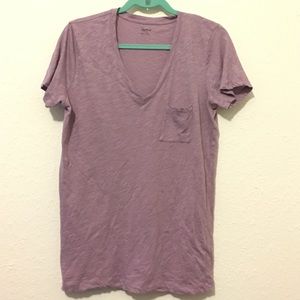 Madewell lilac slub v-neck pocket tee