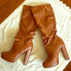 Michael Antonio knee high cognac boots
