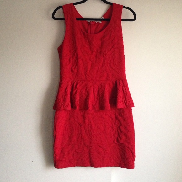 Red dress with peplum