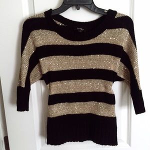 By&By Cute💖 3/4 Sleeve Tan&Black Striped Sweater