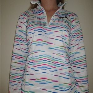 Colorful Fila Athletic sweatshirt.