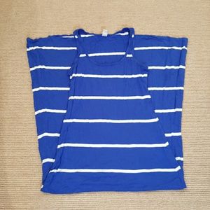 Blue & White Striped Maxi Dress